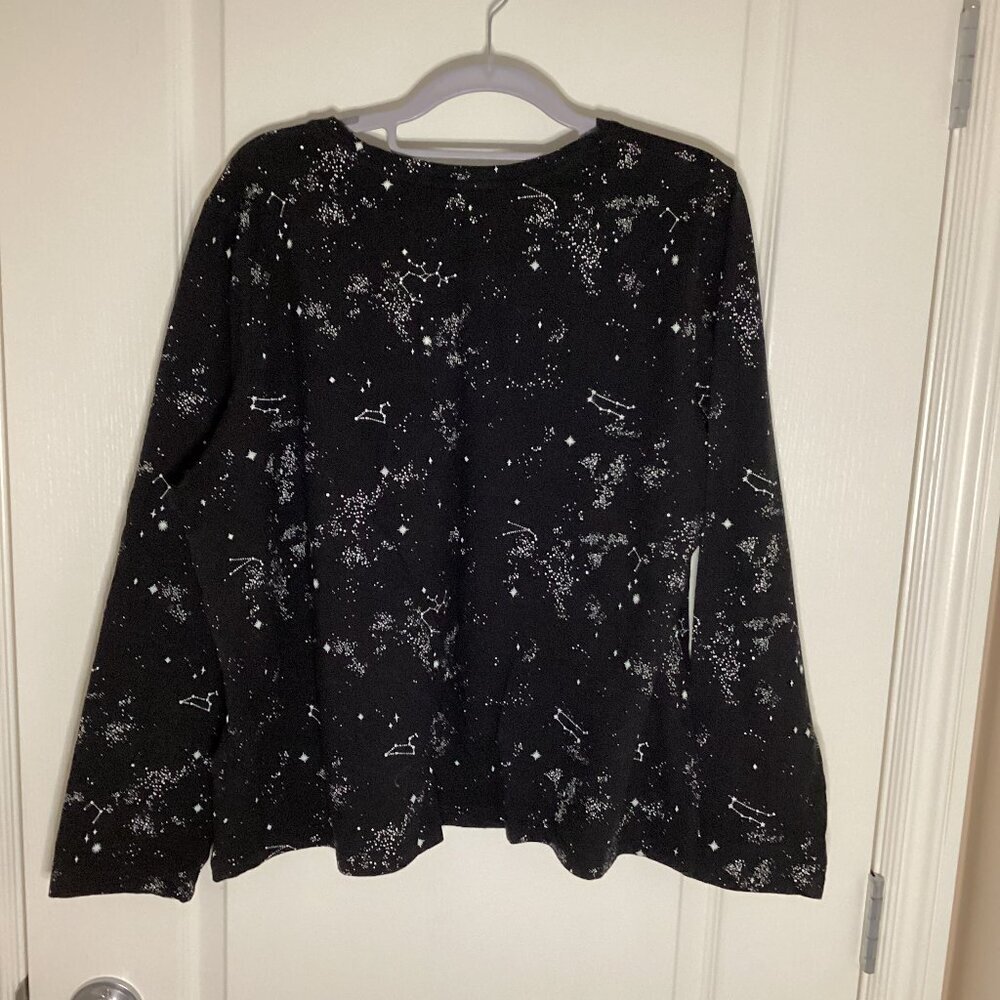 Reitmans Women's Black Long Sleeve Cosmic T-Shirt Astronomy Stars Size L/XL - Picture 6 of 8